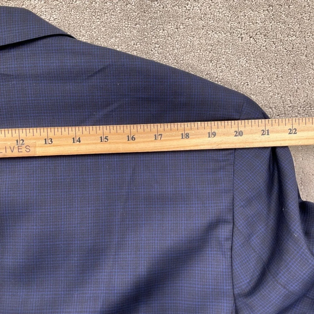 Alberto Zimni Blazer Mens 46R Blue Check REDA Super 150s Wool Italy‎ Suit Jacket